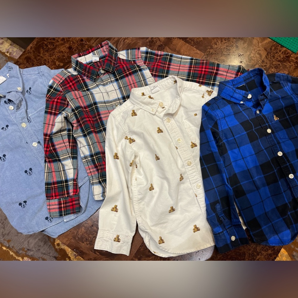 Bundle of 2 Gap x Disney & 2 Old Navy Oxford Button-down Shirts for Boys (5T)